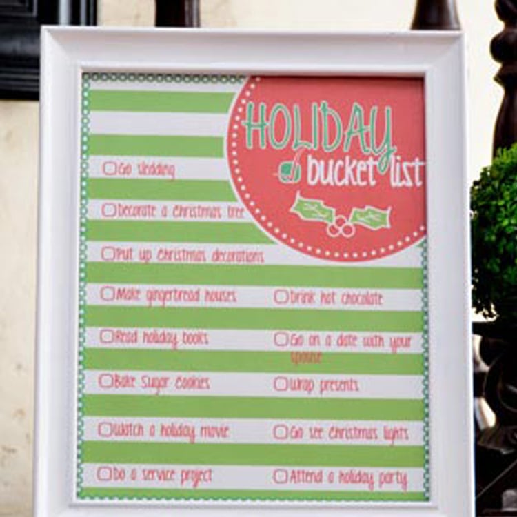 Holiday bucket list printable