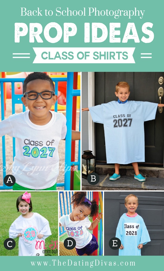 Cute ideas for photos with class shirts - dateyourspouse.com Class shirts for Back-to-School props | The Dating Divas
