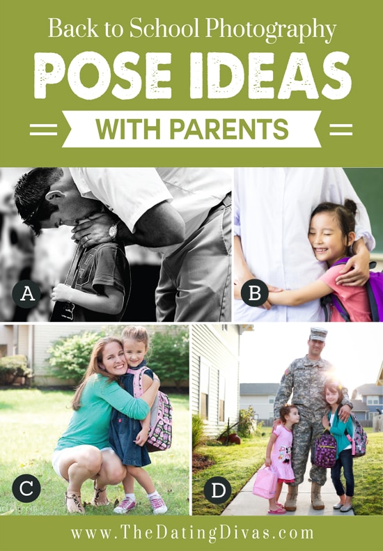 A variety of back-to-school photo ideas with parents - dateyourspouse.com Kids posing with their parents for a memorable back-to-school photo | The Dating Divas