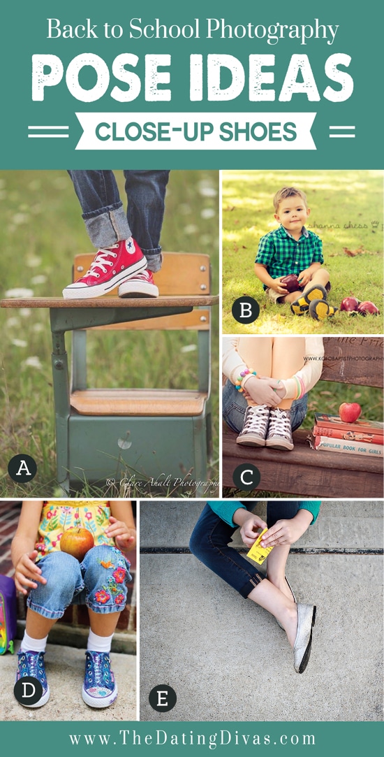 A list of creative photography shots for your kid's first day of school - dateyourspouse.com Close-up of shots of your children's shoes before heading to school | The Dating Divas