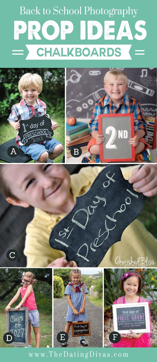 A variety of chalkboard signs for your child's first day of school photo - dateyourspouse.com Chalkboard sign prop ideas for their first day of school photoshoot | The Dating Divas