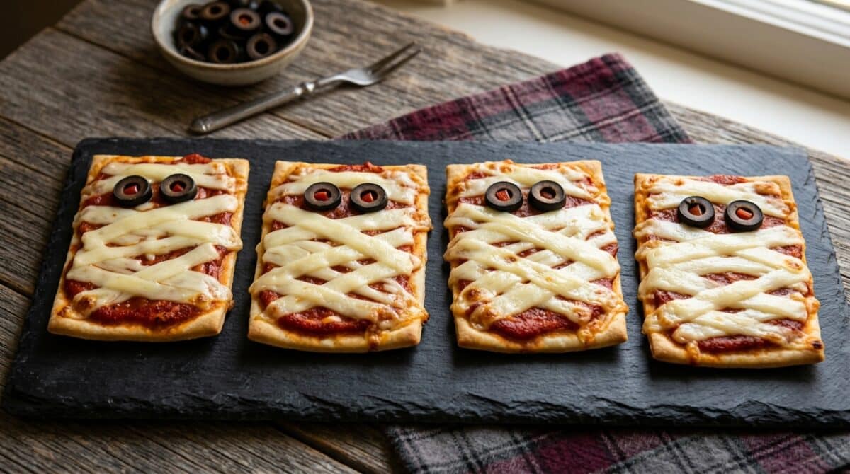 Pizzas that look like mummies