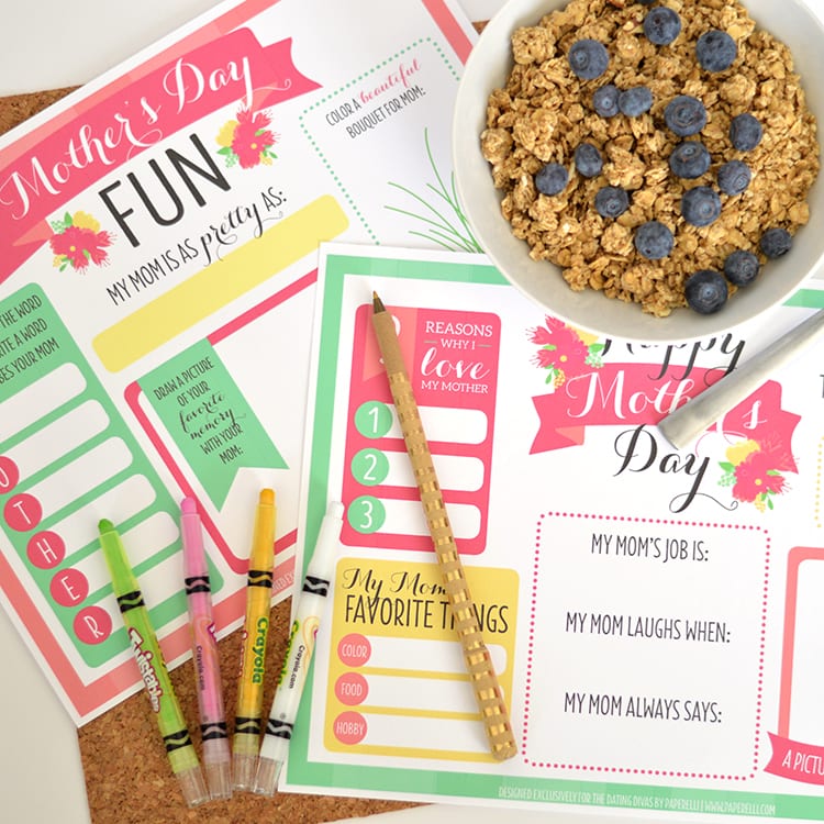 Mothers Day printable placemats