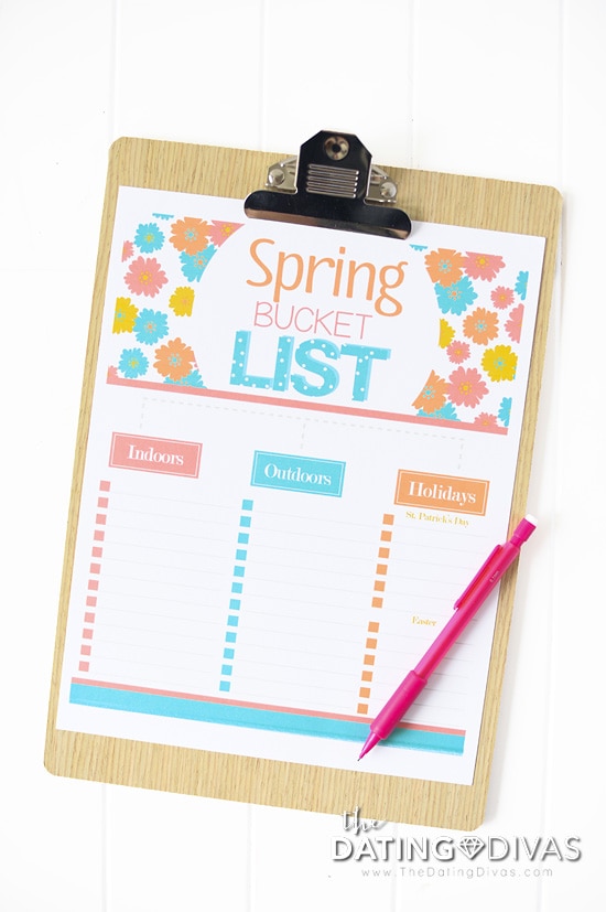 Free Printable Blank Spring Bucket List from The Dating Divas
