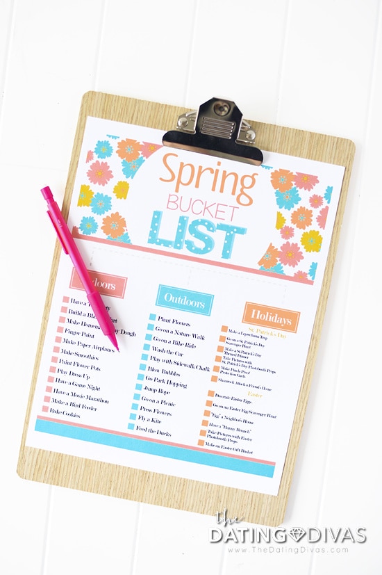 Hyperlinked Spring Bucket List from The Dating Divas