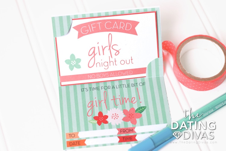 National Girlfriend's Day Invitation - www.TheDatingDivas.com These National Girlfriend's Day invitations have the cutest "giftcard" to present to your girlfriends. | The Dating Divas