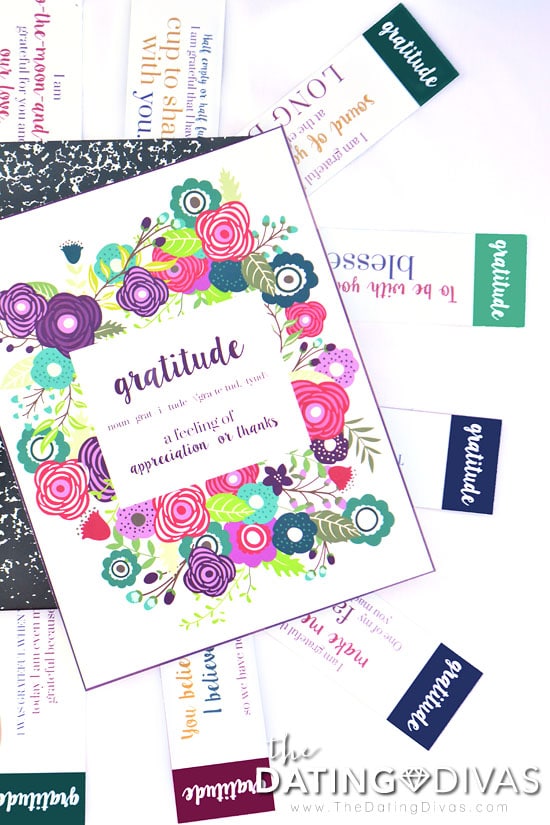 An adorable cover and prompts takes a composition notebook to a beautiful spouse gratitude journal.