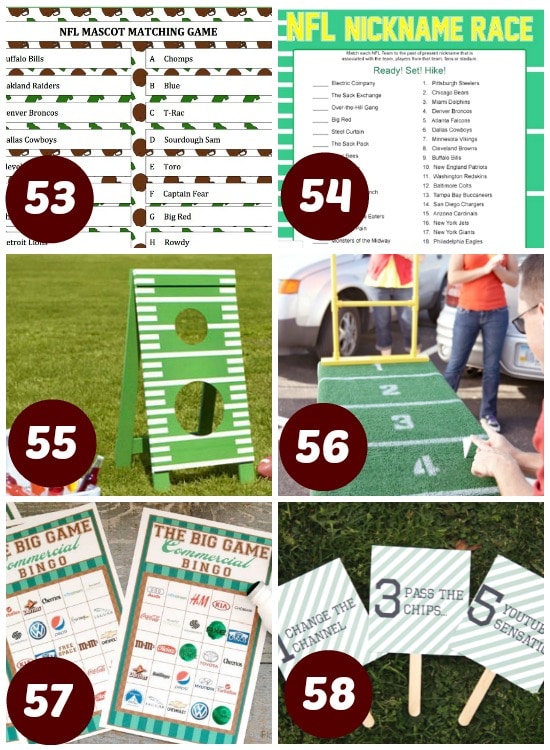 Great list of activities for during the Super Bowl.