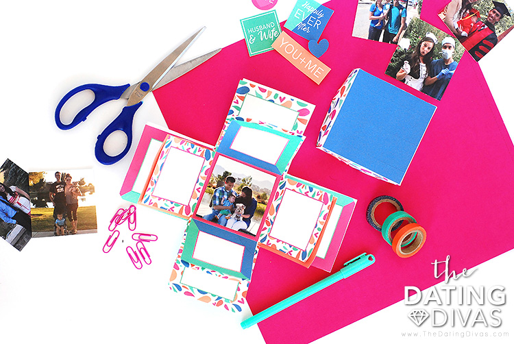 Printable Exploding Box Decorations - dateyourspouse.com Interactive elements and printable decorations for creating your own DIY gift box. | The Dating Divas