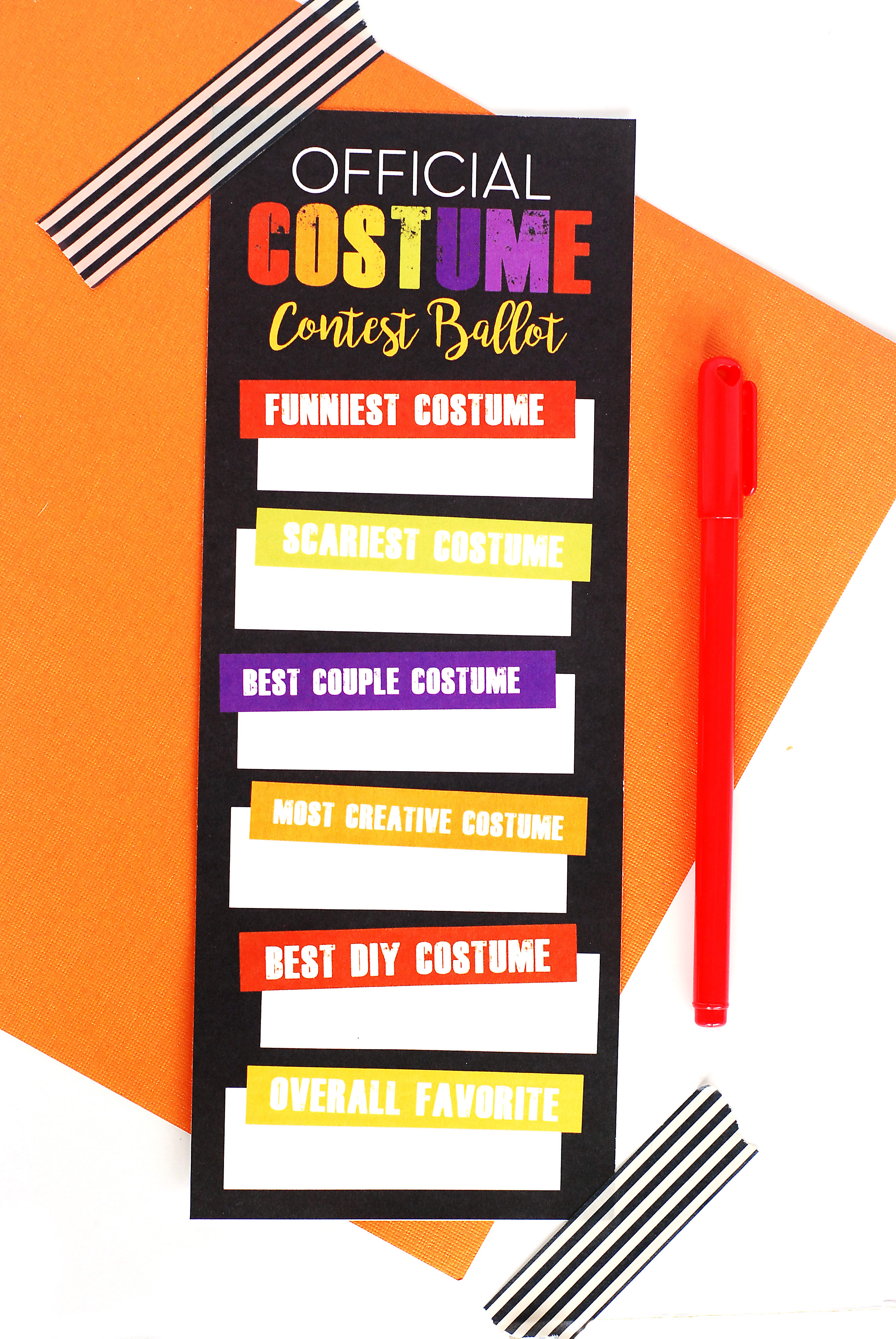 Halloween Costume Contest Ballot