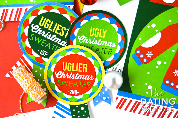 Awards for the ugly Christmas sweater contest - www.TheDatingDivas.com Ugly Christmas Sweater Contest Party Winner Awards | The Dating Divas