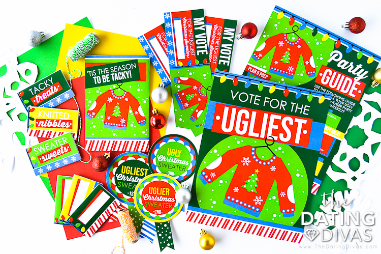 Printable pack for an ugly Christmas sweater party - www.TheDatingDivas.com Ugly Christmas Sweater Party Printable Pack | The Dating Divas