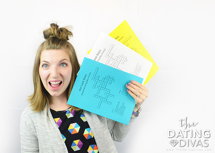 A person holding printed pages from a crossword puzzle maker - dateyourspouse.com A girl holding printouts from a crossword puzzle maker | The Dating Divas
