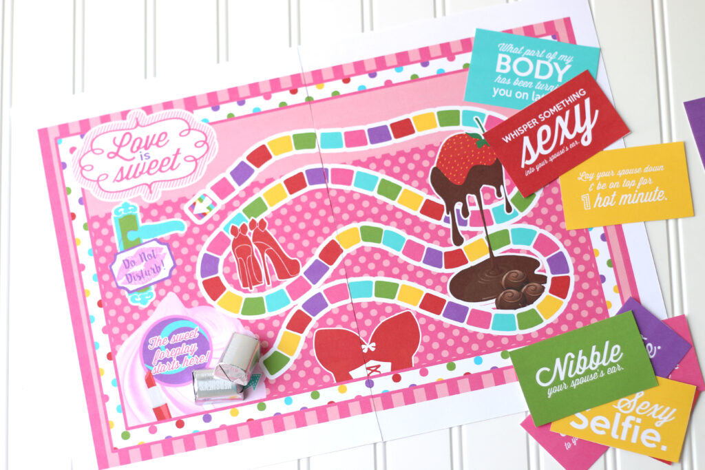 Printable game anniversary gift for him - dateyourspouse.com Love is Sweet game and anniversary gift idea for him. | The Dating Divas