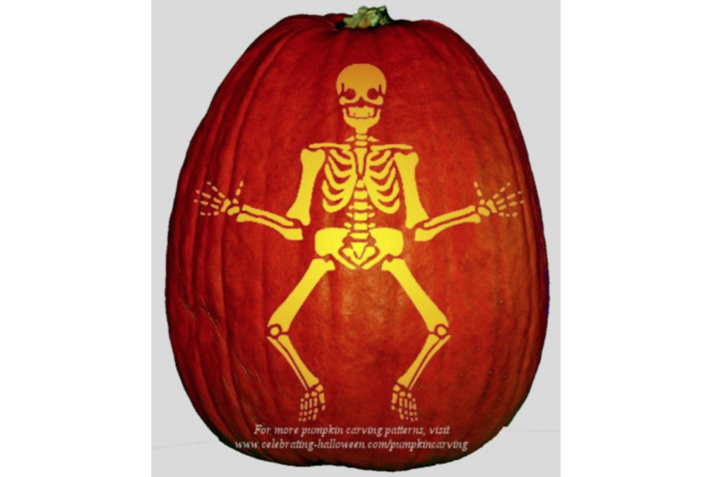 Skeleton Pumpkin - dateyourspouse.com Skeleton pumpkin carving inspiration and free pumpkin stencil ideas. | The Dating Divas