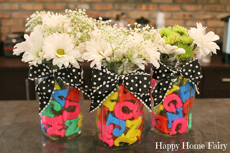 Alphabet Letter Vase for Teacher Appreciation - www.TheDatingDivas.com For alphabet themed teacher appreciation ideas, these vases are number 1. | The Dating Divas