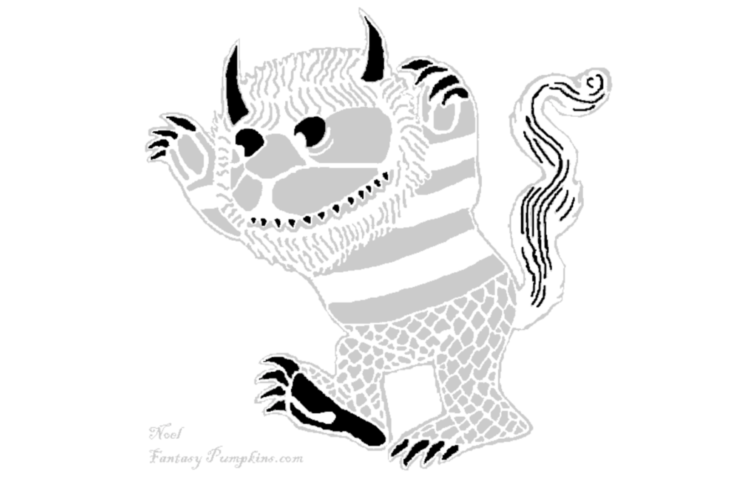 Wild Things Pumpkin - dateyourspouse.com Where the Wild Things are monster advanced pumpkin carving pattern. | The Dating Divas
