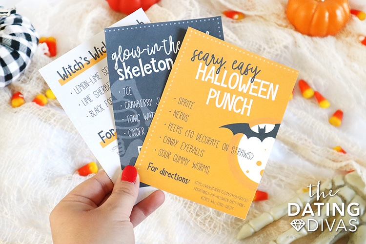 Halloween Printable Drink Recipe Cards - dateyourspouse.com Halloween Date Ideas and Drink for a Party | The Dating Divas
