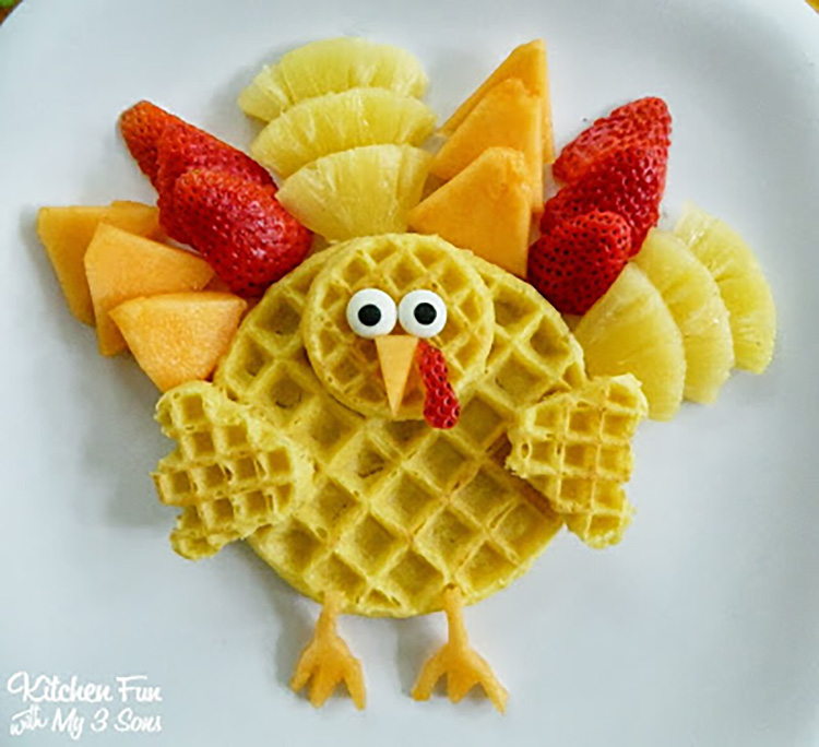 Turkey Waffles Thanksgiving Food Ideas - www.TheDatingDivas.com Make an adorable turkey breakfast waffle and other thanksgiving food ideas. | The Dating Divas