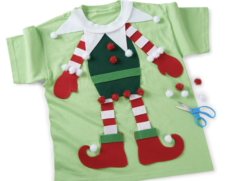 DIY Elf-themed Ugly Christmas Sweater - www.TheDatingDivas.com A Simple Felt Elf Body for an Ugly Christmas Sweater | The Dating Divas