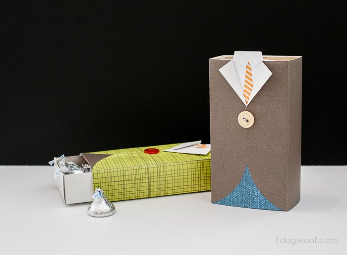 Gift box made to look like a suite - dateyourspouse.com Cute gift box to fill with chocolate for an easy gift idea - The Dating Divas