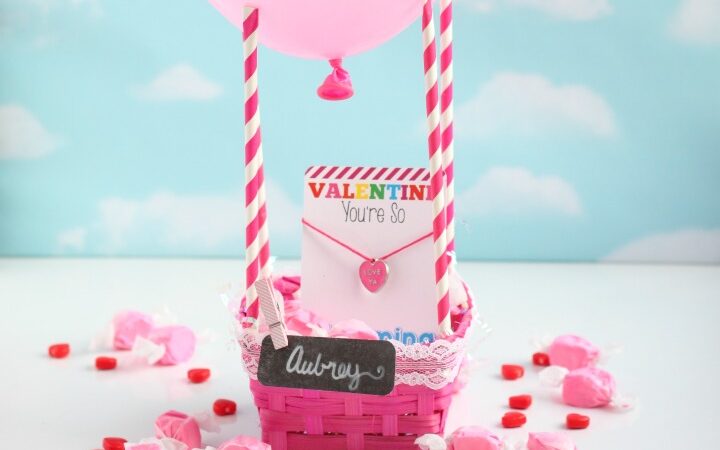 Hot air balloon themed Valentine's Day basket - thedatingdivascom.bigscoots-staging.com Hot pink hot air balloon Valentine's Day basket | The Dating Divas