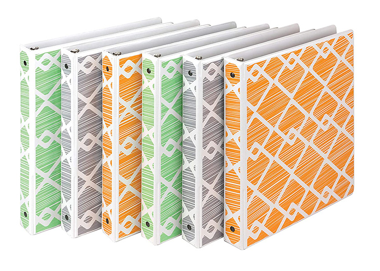 Bright colors and a fun pattern on a set of 6 binders. | The Dating Divas