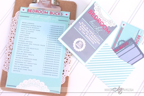 Cute bedroom bucks printables for fun sexy bedroom game | The Dating Divas