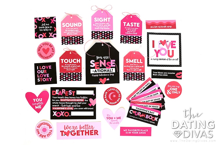 5 Senses gift basket for couples with printable cards and gift ideas | The Dating Divas