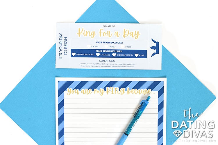 This King for a Day voucher and letter will help your hubby feel like a true king! | The Dating Divas