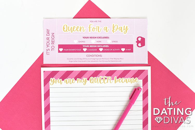 This Queen for a Day voucher and letter will help your wife feel like a true queen! | The Dating Divas