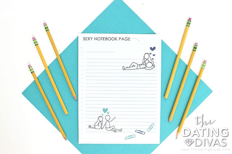 This sexy notebook page is perfect for passing sexy notes back and forth to each other throughout your school girl date! | The Dating Divas
