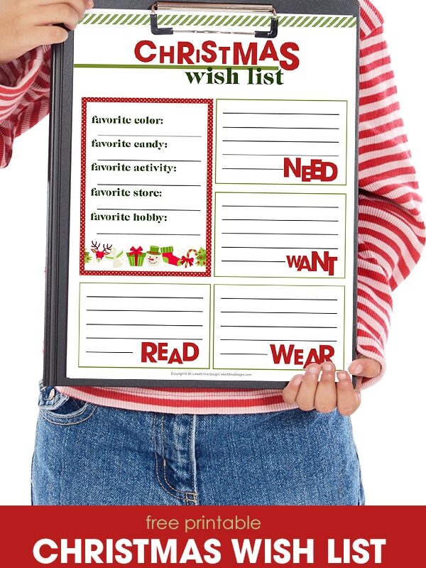 Use these printable wish lists as easy Christmas crafts for kids! | The Dating Divas
