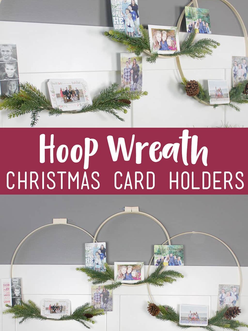 This DIY Christmas wreath is great for showing off your holiday cards! | The Dating Divas