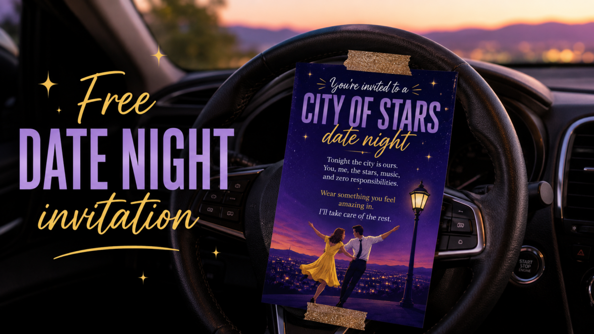Free printable La La Land date night invitation to print or text your spouse
