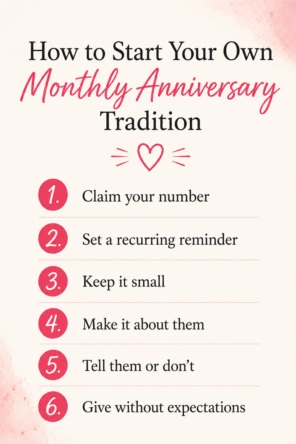 how to start a monthly anniversary tradition in 6 simple steps