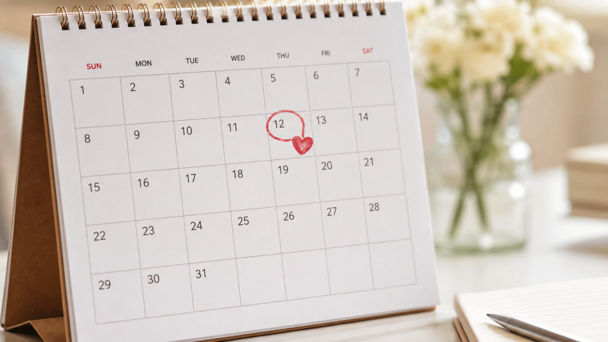 monthly anniversary tradition calendar with the wedding date circled each month
