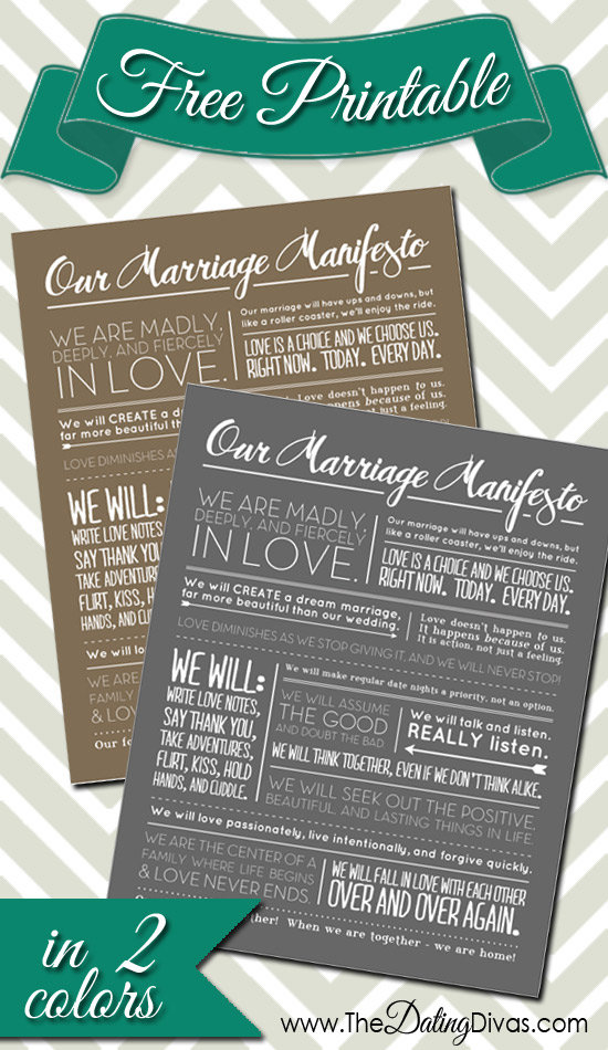 Nosso Manifesto de Casamento para impressão gratuita