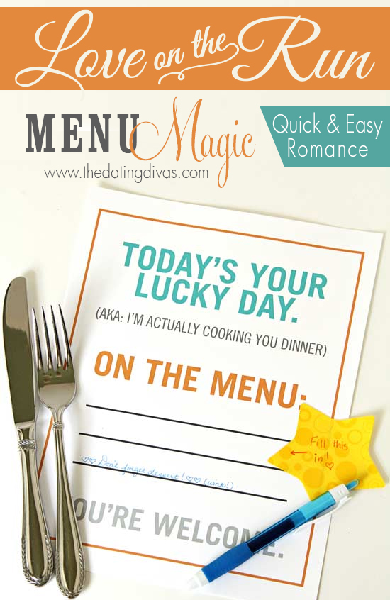 Menu magic dinner note for him