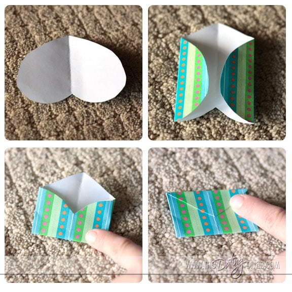Mini love notes folded into tiny heart envelopes