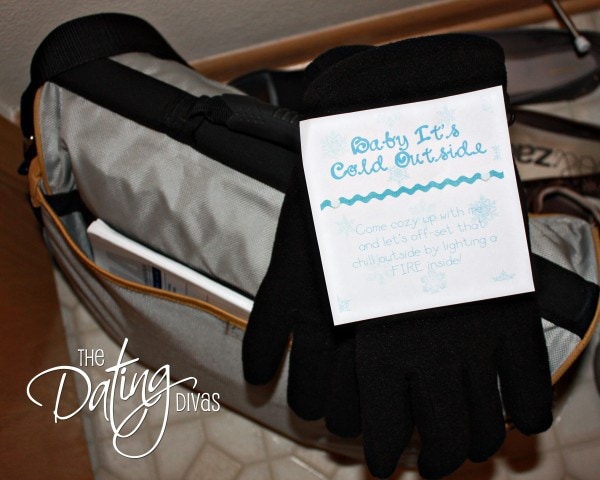 Winter date invitation with a cozy pair of gloves