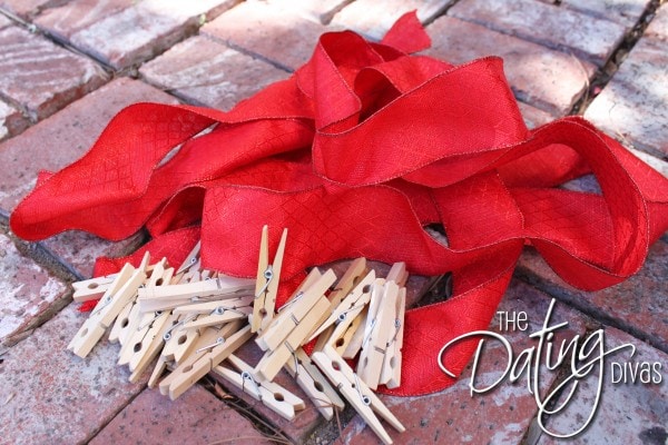 ribbon and clothespins